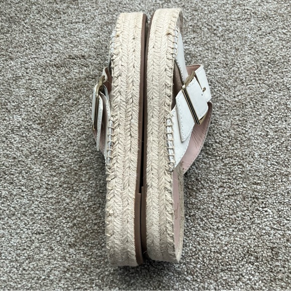 J. Crew Leather Cream Espadrille Slides with Gold Buckle Size 10‎ - Picture 4 of 5